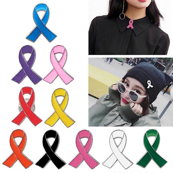 5 Stykker Bånd Broche Nål Revers Nål Corsage Nål Legeringsmateriale Bånd Corsage Nål til Brystkræft og AIDS Bevidsthed Red