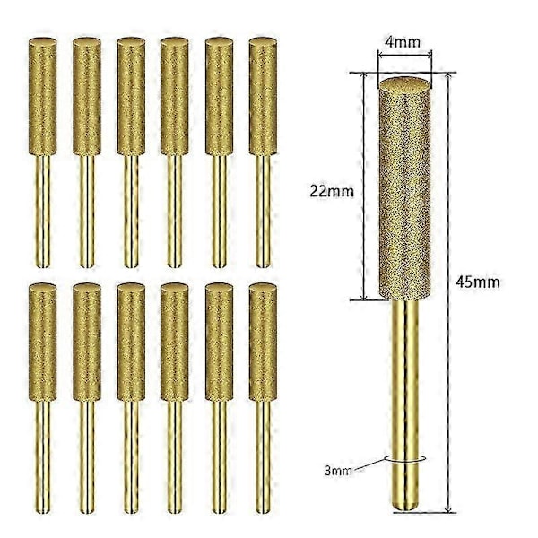 12 Diamant Kædesavs Sliber Burr Slibemaskine Kædesav Borebits til Dremel Jafl 4.0mm