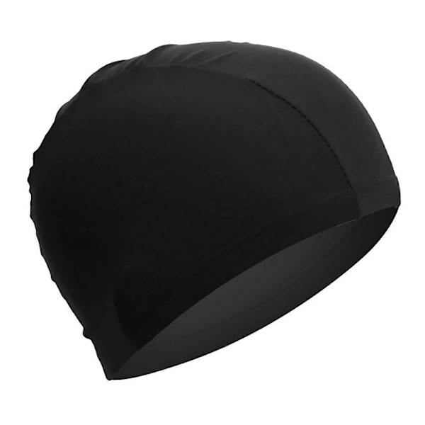 Simningsmössa Hög Elasticitet Tjock Hållbar Badmössa Polyester Simmössor För Kvinnor Män Svart