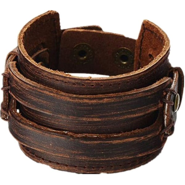 Antika mäns bruna lädermanschettarmband, Heilwiy läderarmband Armbandspresent