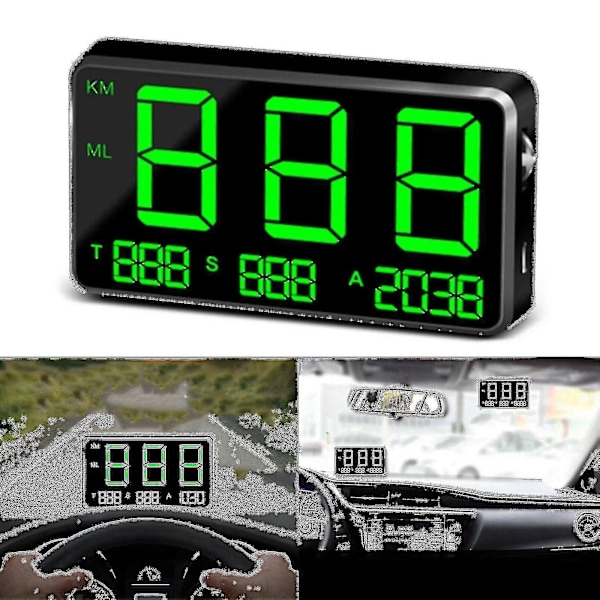 Bil GPS Hastighetsmätare Head Up Display Överhastighetsvarning Mph/km/h, Påminnelse om fortkörning