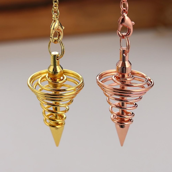 1 stk metal pendul pendul radiestesia pendul til dowsing Spiralkegle antik guld sølv farve pyramide pendul Reiki amulet 1-silver