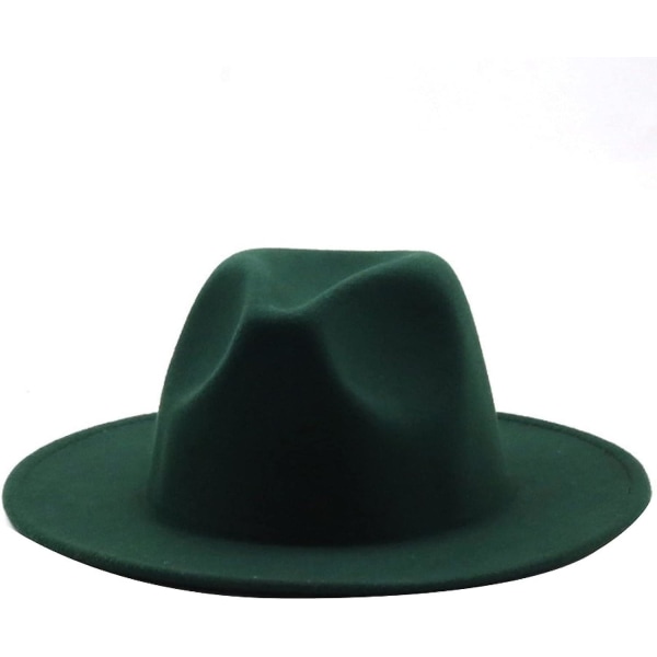 Kvinner Menn Filt Fedora Hat Ull Vintage Gangster Trilby With Wide Brem Gentleman Lady Winter Simple Jazz Caps Green small