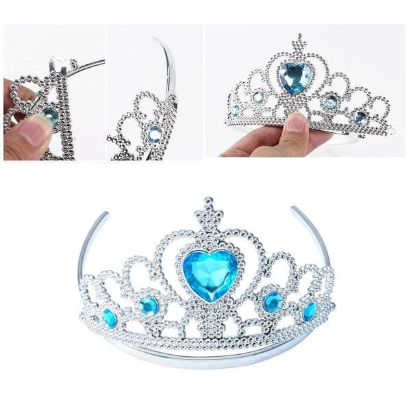 Elsa prinsessklänning + tiara/fläta/handskar 140 cl