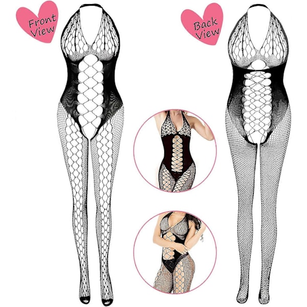 Fisknätsunderkläder för Kvinnor Fisknätsbody Spetsbodys Sexiga Babydoll Nattkläder (4-pack)