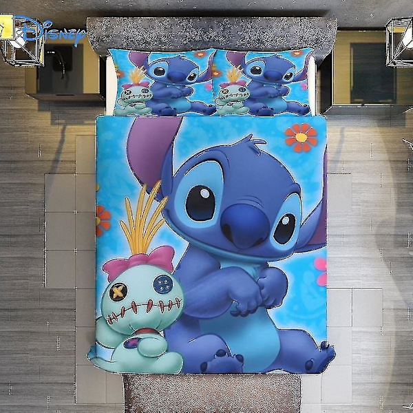 Lilo och Stitch Sängkläder Set Täcke Överkast Kuddfodral Sängkläder Barn Barn Pojke Säng Sovrum Set Överdrag