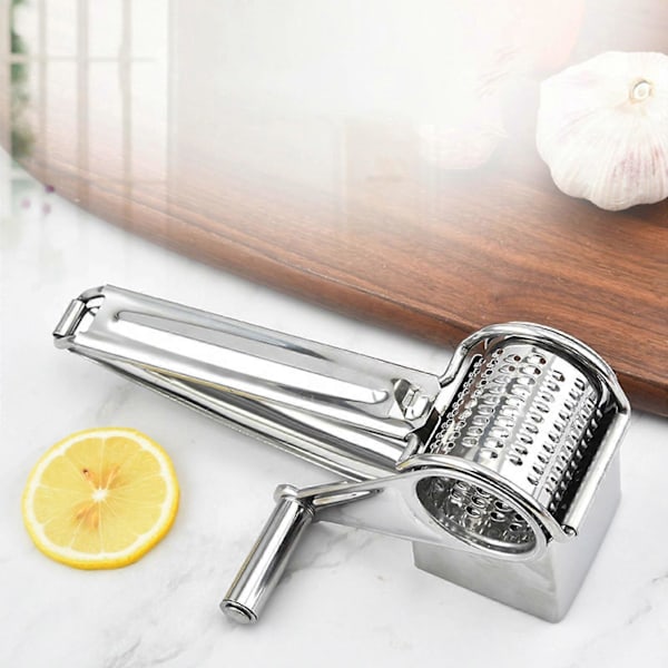 Rotary Ostehøvl Ostehøvl Makulator Skærer Rustfrit Stål med Tromleblad Håndsving Håndholdt Ostehøvl til Krydderier Grøntsager 3 blade