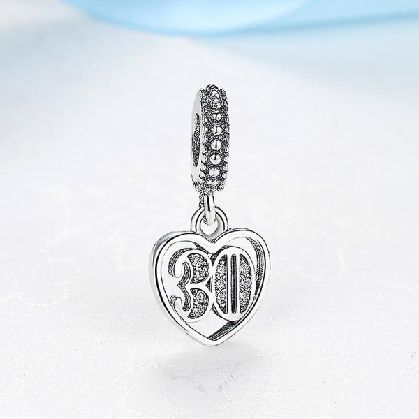 925 Sterling Silver Charms Beads 18 21 30 Celebration Pendant Charm Fit Pandora Armband Halsband Smycken för kvinnor 30th