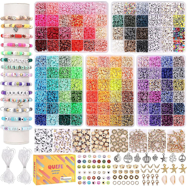 10800 st Lera Pärlor för Armbandstillverkningskit, 108 Färger Polymer Heishi Pärlor för Flickor 8-12, Bokstavspärlor för Smyckestillverkningskit, För Preppy, Gåvor, C