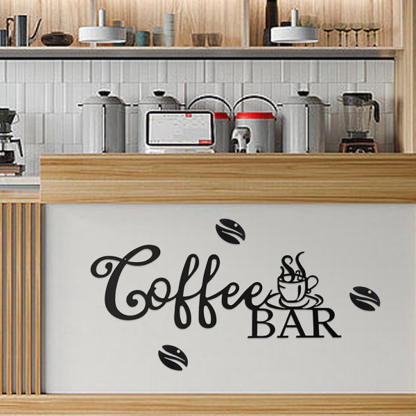 Kaffebarsskylt i metall Rustik kaffebar i smidesjärn Hängande väggdekor Lätt att installera Utsökt Wo