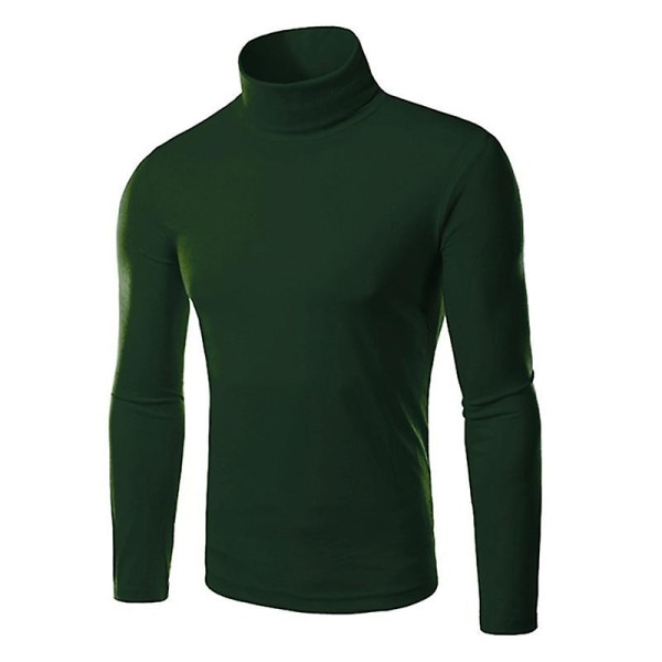 Mænd Polo Roll Turtle Neck Pullover Strikket Jumper Toppe Sweater Shirt Green L