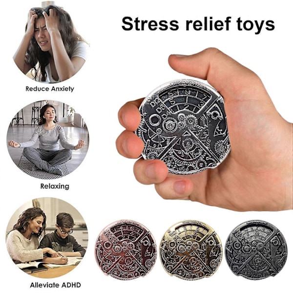 Rotary Number Gear Mønt Terning Pædagogisk Terning Fidget Legetøj Bærbar Vintage Punk Legering Terning Rekvisit D