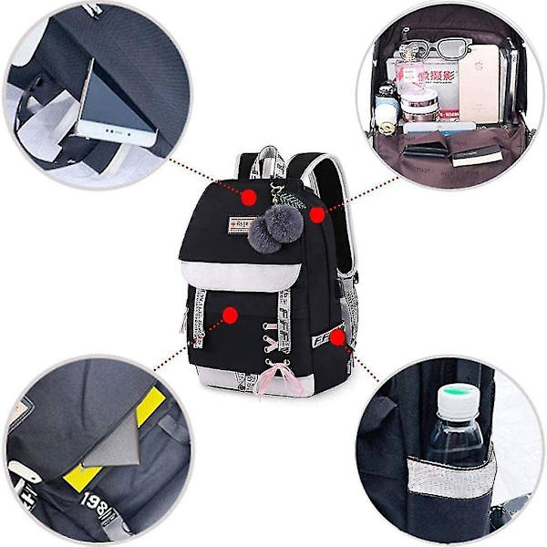 Ergonomisk design ryggsekk Campus ryggsekk Nylon skole ryggsekk Jenter skolesekk Gutter skoleveske