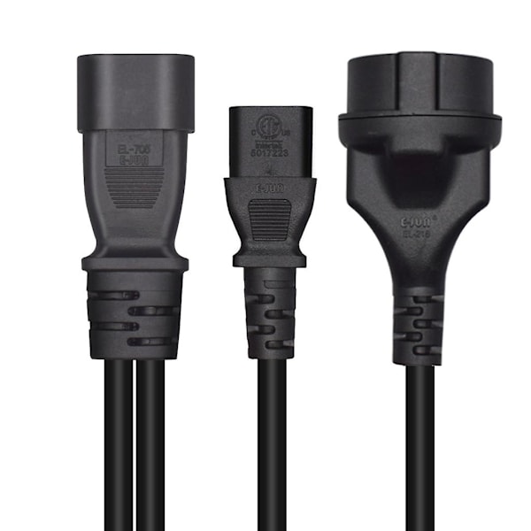 Y-splitter Adapter Line Iec320 C14 stik han til C13+eu4,8 mm hun strømledning