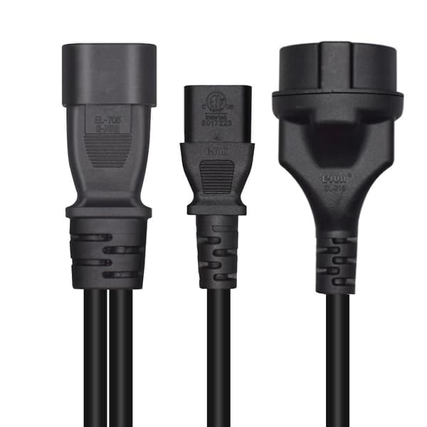 Y-splitteradapterkabel IEC320 C14 hannplugg til C13+EU4.8mm hunnstrømkabel