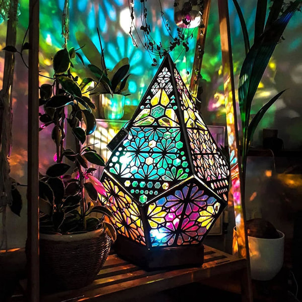 Polar Star gulvlampe i tre - Ny geometrisk bohemsk uthult dekorativ nattlampe
