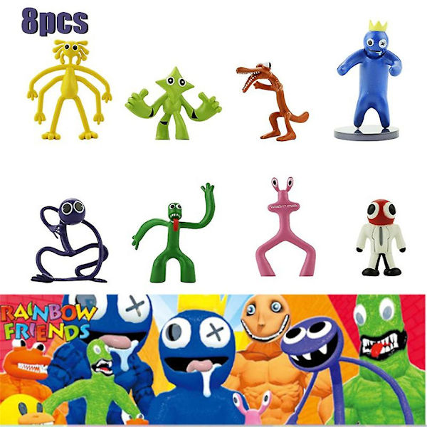 8st Roblox Rainbow Friends Minifigurleksaker Söt speldocka Actionfigurer Skrivbordsdekorationer Ornament Barn Pojkar Flickor Gamerpresenter