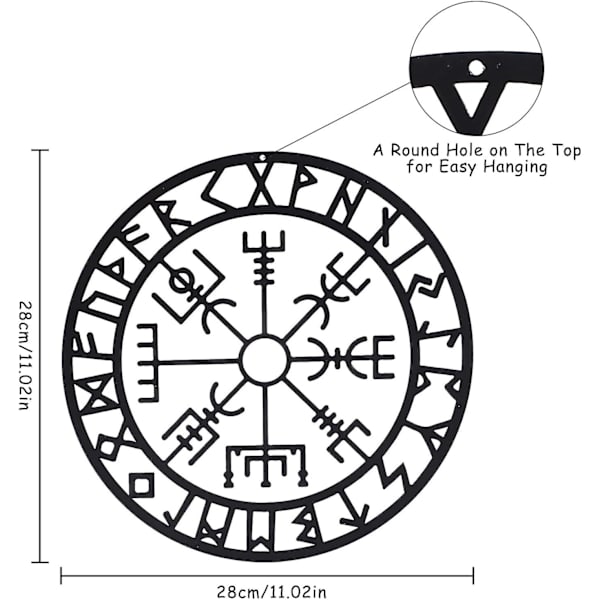 Viking Väggdekor, Vikingdekor i Metall, Viking Väggkonst i Metall, Kompass Väggskulptur, Väggdekor i Metall