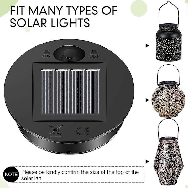 6 st Solar Lights Ersättningstopp 7 Solar Lantern Delar LED Solpanel Lykta Lock Lampor för Utomhus Hängande