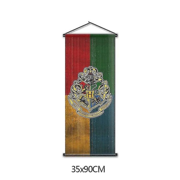 Harry Potter Fan Pläd hängande flagga Hogwarts skola för häxkonst och trolldom Flagga Gobeläng inomhus scen Dekorativ hängande flagga Hogwarts 35*90cm