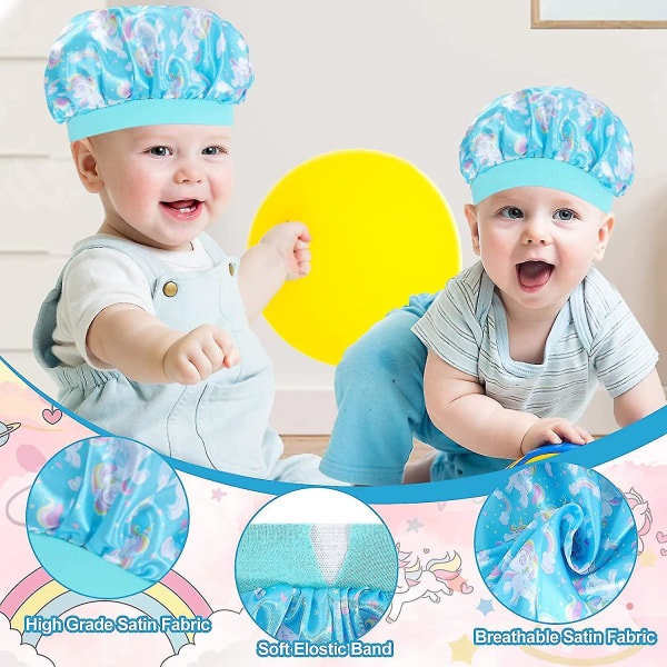 4 st Barn Satin Bonnet, Toddler Silk Bonnet För Barn Cap, Barn Hår Unicorn A