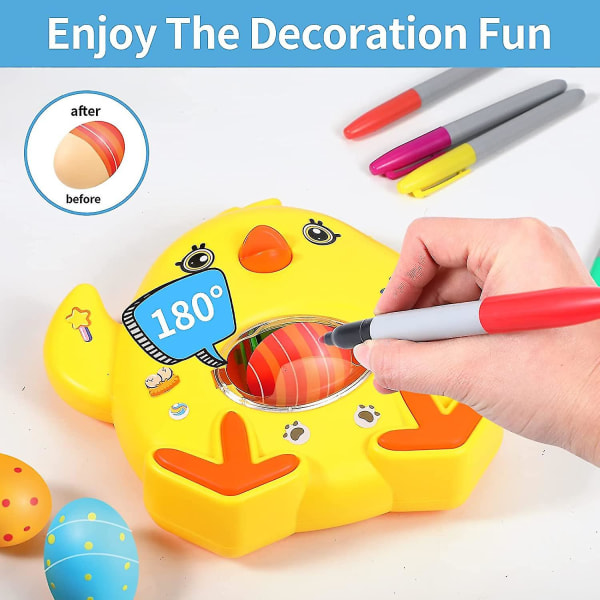 Påskeeggmaskin, dekorasjonssett for påskeegg, selv-påskeegg-dekoreringsmaskin med spinner, eggmaling Farging Fargemaskin leketøy med 8 tørking