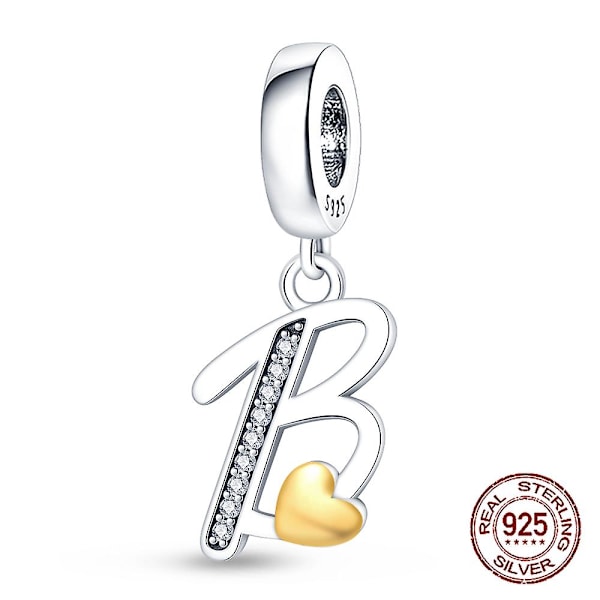 925 Silver Letter A-Z Alphabet Charm Namnpärlor Passar Original Pandora Armband Charms För Kvinnor DIY Hänge Tillverkning Smycken