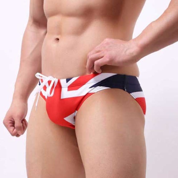 Herre bikini brasiliansk flag badetøj Badetrusser Sexede mini badebukser Drenge badedragt Badedragt Strandshorts Aus Narrow Side UK L