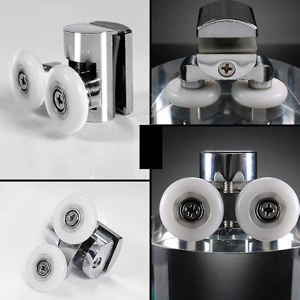 4 stk dusjdørhjul 23mm dusjdørruller Heavy Duty sinklegering dobbelthjul for både flate skyvedusjdører