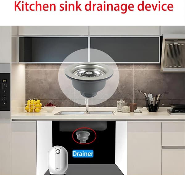 Diskho kollektion, diskbänk i rostfritt stål och PVC, silplugg, 84mm G1½ avlopp