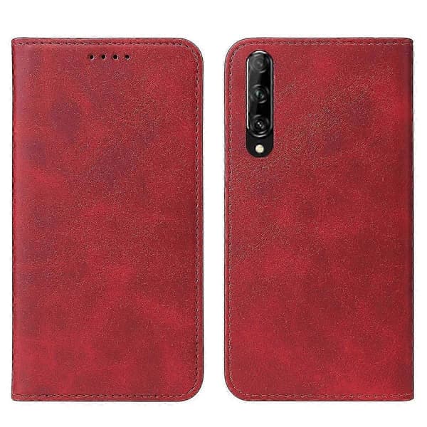 För Huawei P Smart Pro Magnetisk Stängning Läderfodral Red