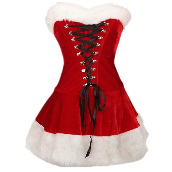 S-2xl høykvalitets kvinners julekostymer dress julefest Sexy rød fløyelskjole Cosplay julenisse kostyme antrekk Plus Size S