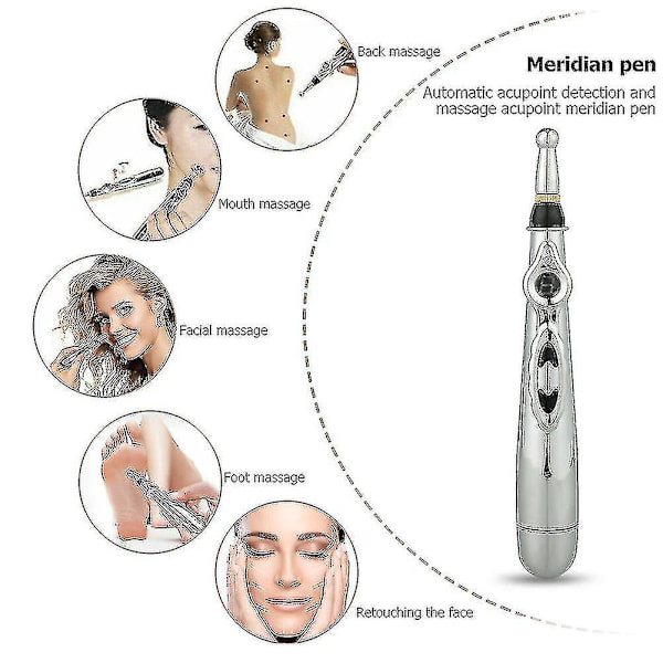 Elektrisk Akupunkturpunkt Massagepen Smart Pulse Massager Terapi Meridian Pen Smertestillende Værktøj Laser 5 Hoveder Energipen