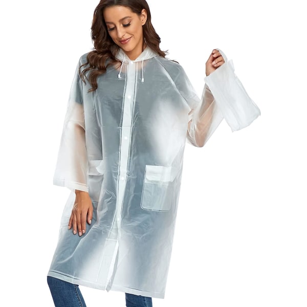 Althee Reusable Adult Eva Rain Poncho. Unisex lång transparent regnjacka med huva