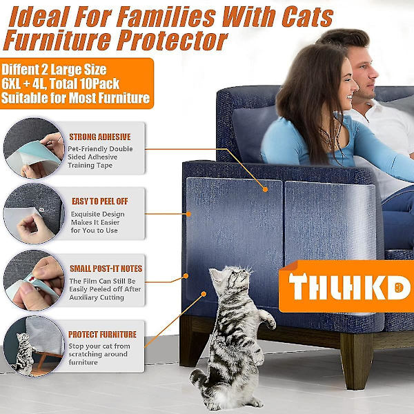 10-pack Cat Scratch Avskräckande tejp, kattavvisande medel för möbler, Cat Couch Protector, Cat Scratch Pad, Cat Training Tejp, Skydd för soffa