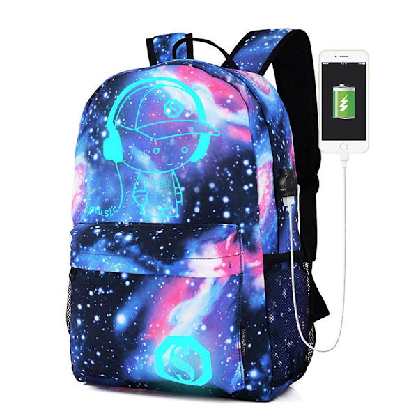 Galaxy Skolesekk Ryggsekk Kolleksjon Canvas USB-lader For Tenåringsjenter Barn