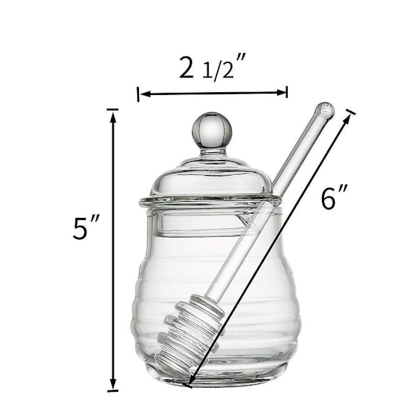 Glasburk för honung med doppstav Transparent honungskruka 265 ml, 9 uns
