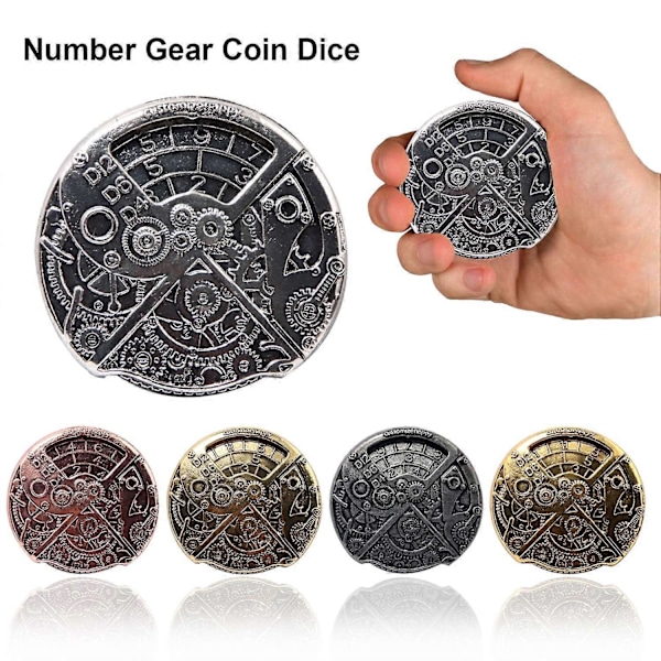 Pyörivä Numerovaihde Kolikko Noppa Opetusnoppa Fidget-lelu Kannettava Vintage Punk Seos Noppa Rekvisiitta D