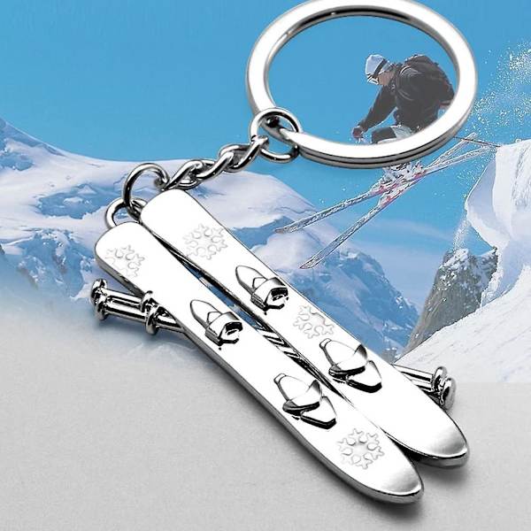 Vinter Skateboard Nyckelring Kreativ Vintersportspel Skidnyckelring Metall Skateboard Nyckelring Tryckt Nyckelring Present Till Barn Vuxna Silver
