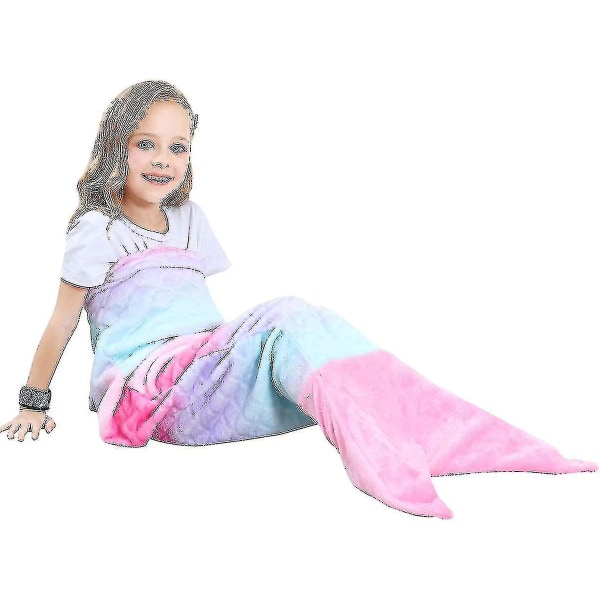 Rask levering Barn Mermaid Tail Teppe, Myk Varm Plysj Fleece Sovepose Teppe Høy kvalitet