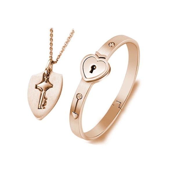 Sydänrannekoru Choker-setti Korut Avainriipus Kaulakoru Naiset Miehet Rakastavaiset Pariskunnat Ystävänpäivälahja rosegold B