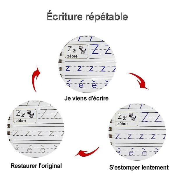 3d French Groove Magic Practice Copybook Barnbok Lärande siffror Bokstäver Kalligrafi Skriva Övningsböcker Present