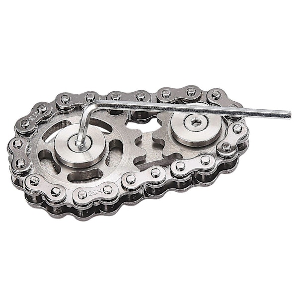Cykelkæde Gear Fidget Spinner Metal Tandhjul Høj-kvalitets Gyro Rustfrit Stål Nyhed Legetøj silver-black