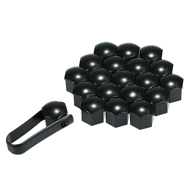 20 st Universal 21 mm Hjulmutteröverdrag Pläterade Hjulmutterlock Skruvskydd Svart