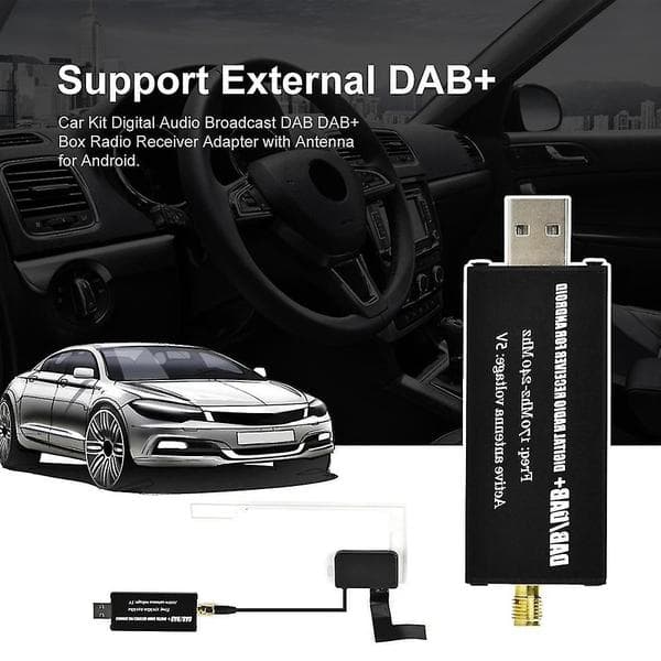 DAB/DAB+ Radio til bilmultimediesystem Universal bil DAB-radiomodtager Tuner USB-interface