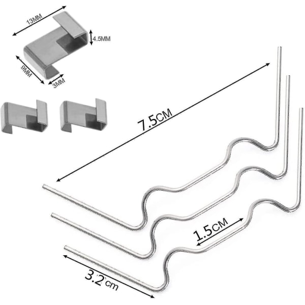 100 stk. rustfritt stål drivhusglass-festeklemmer (med 50 drivhusglass med wireklemmer og 50 drivhusglass Z-overlappingsklips)