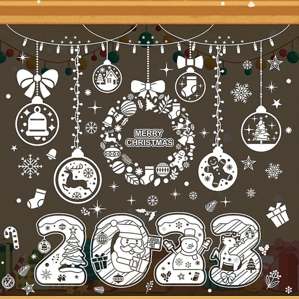 Julfönster Snowflake Cling Decals Dekaler Dekorationer för julfestdekorationer 1