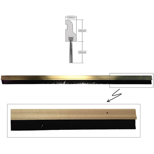 838mm Borstlist för dörrbotten, dragskydd - trä, svart, (2'9\") & Dörrbotten White