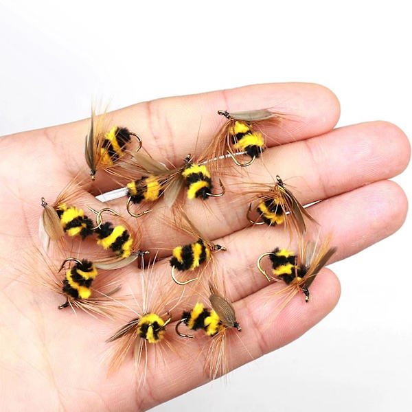 10 stk/pakke Insekt Bie Lokke Fiske Tørr/våt Bie Swimbaits Båt Overflate Lokker 10