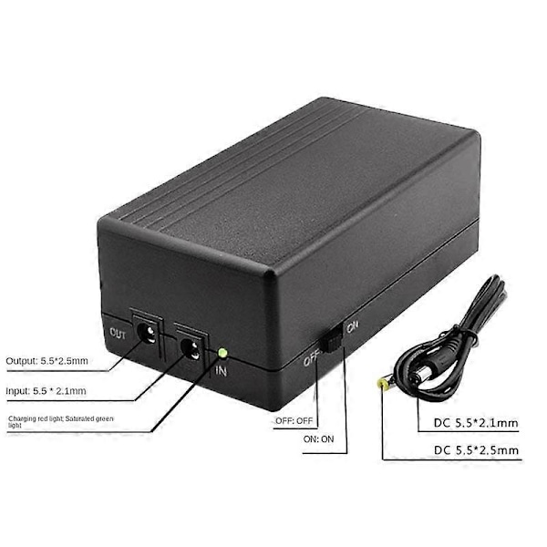 12V 2A Afbrydelsesfri Strømforsyning Mini UPS 12000MAh Batteri Backup til CCTV & WiFi Router Nødstrøm